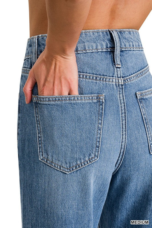 High Waist Wide Leg Straight Denim