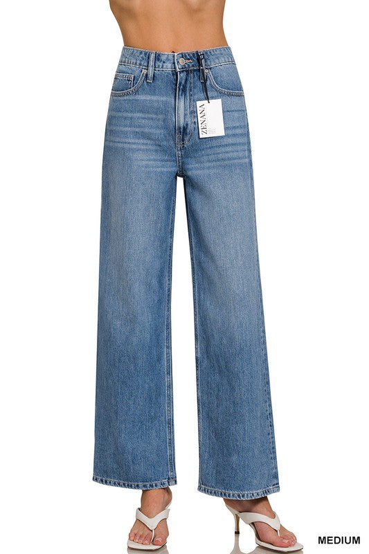 High Waist Wide Leg Straight Denim