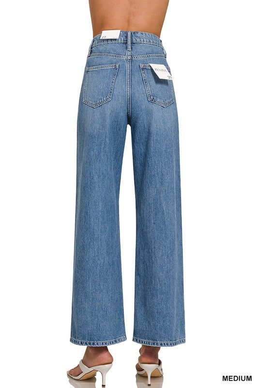 High Waist Wide Leg Straight Denim