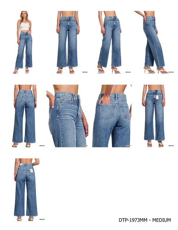 High Waist Wide Leg Straight Denim