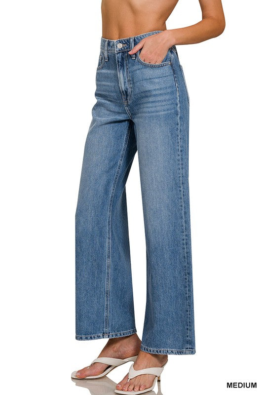 High Waist Wide Leg Straight Denim