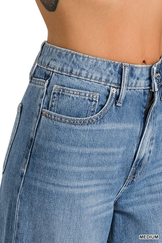 High Waist Wide Leg Straight Denim
