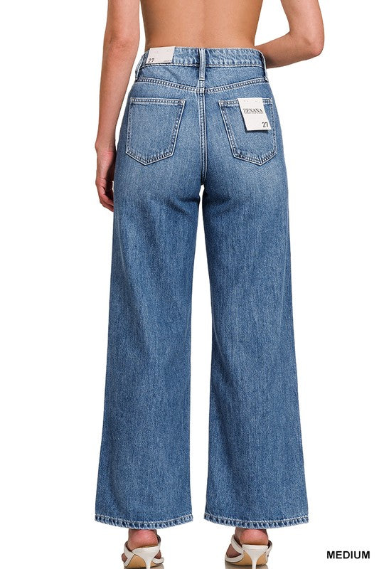 High Waist Wide Leg Straight Denim