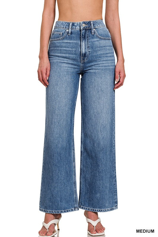 High Waist Wide Leg Straight Denim