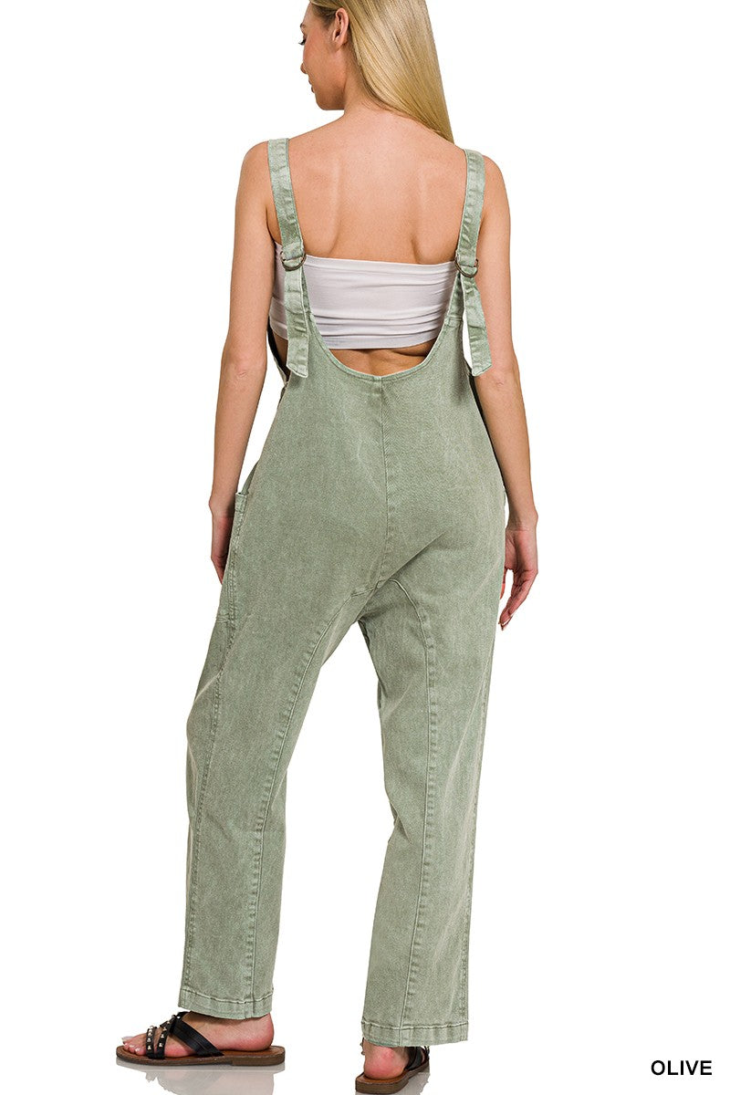 Casual Baggy Denim Jumpsuit with Adjustable Straps
