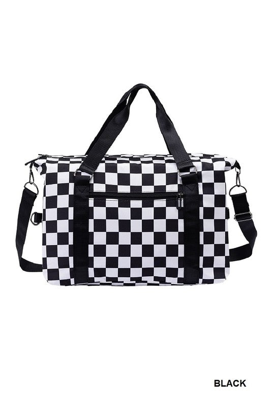 Large Capacity Checkered Duffle Bag