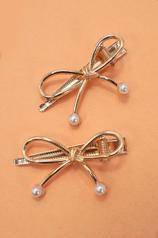 Bow with Pearl Hair Clip