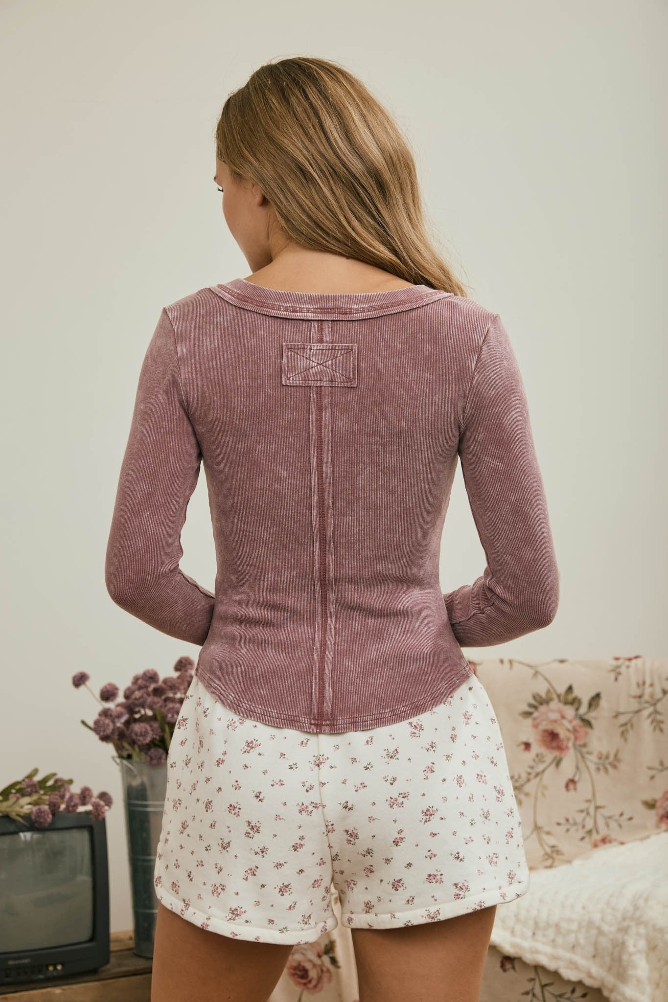 Washed Long Sleeve Henley