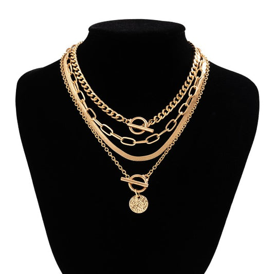 Multi Layer Toggle and Charm Necklace