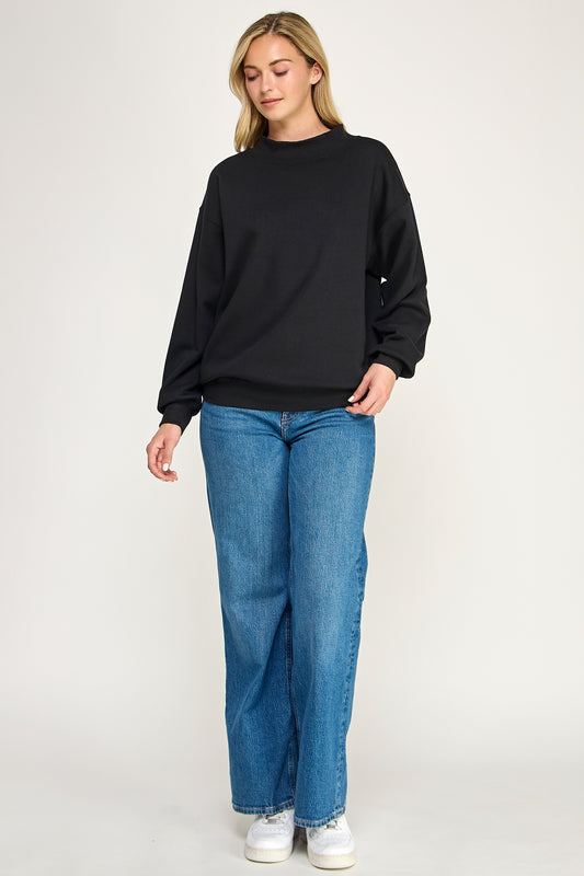 Fleece Relaxed Fit Mockneck Sweatshirt
