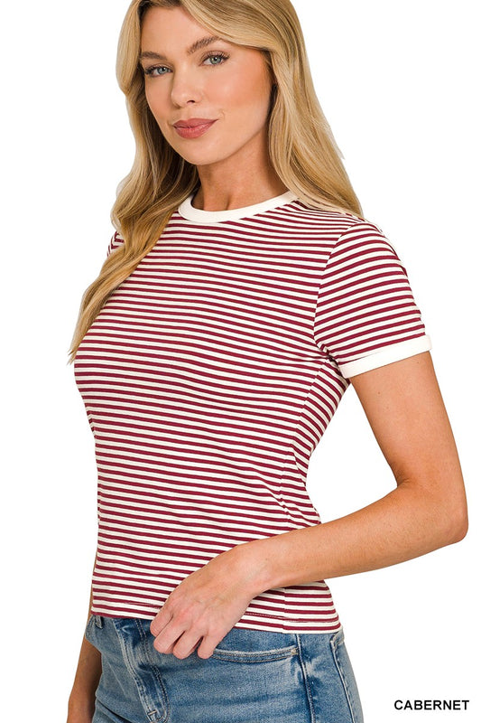 Contrast Trim Stripe Tee