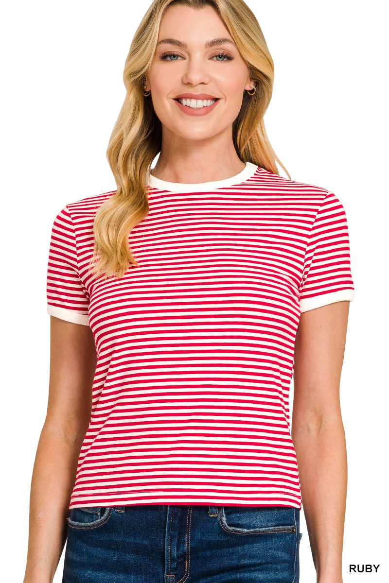 Contrast Trim Stripe Tee