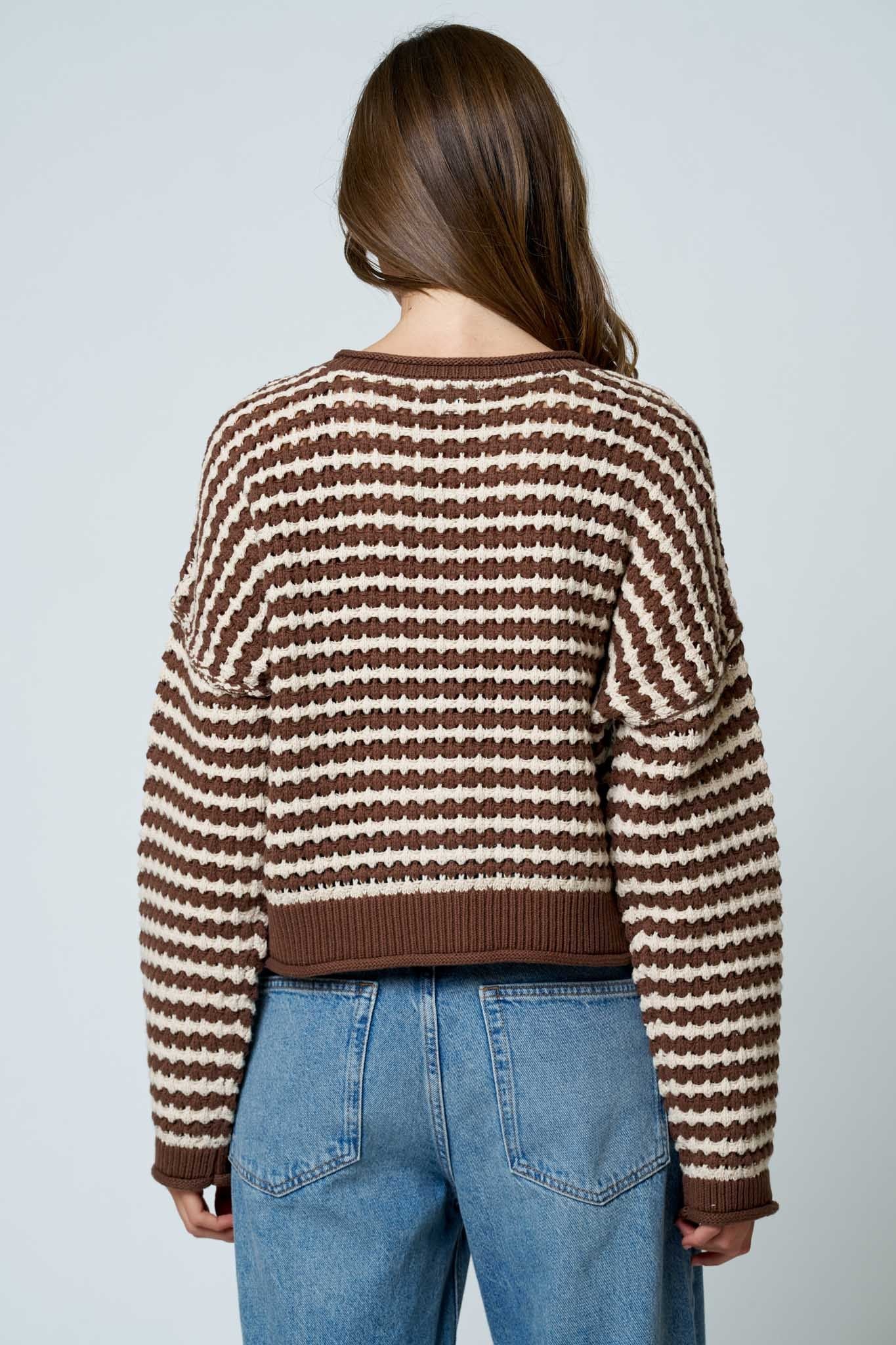 Texture Stripe Button Up Cardigan