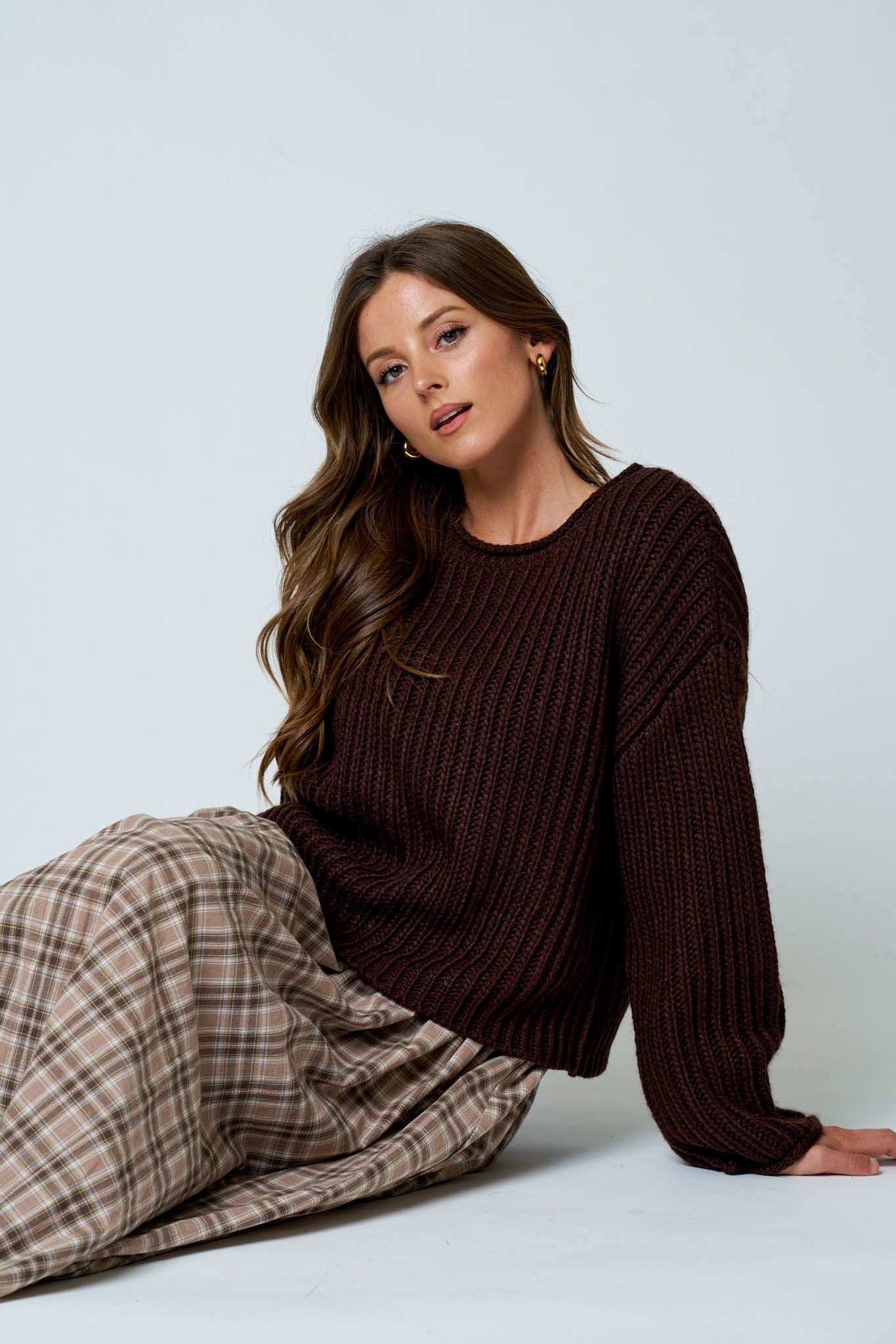 Roll Up Raw Edge Detail Sweater