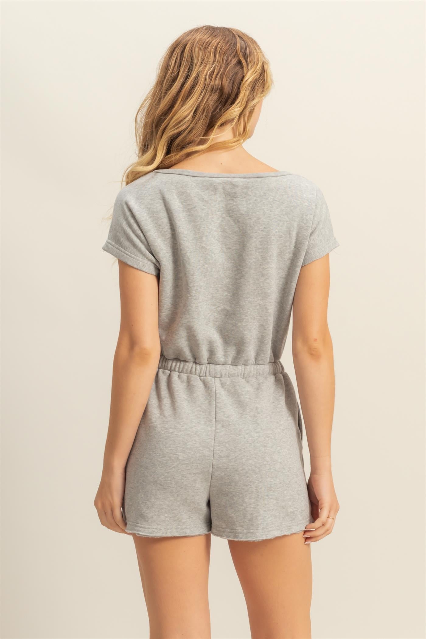 Cap Sleeve Drawstring Waist Romper