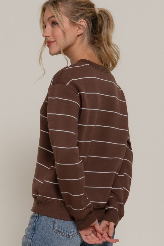 Stripe Fleece Sweatshirt