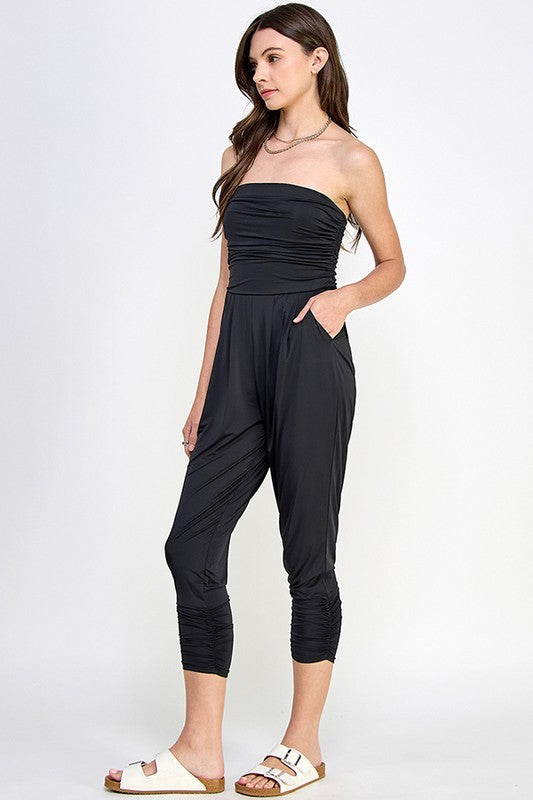 Shiny Tube Top Jumpsuit