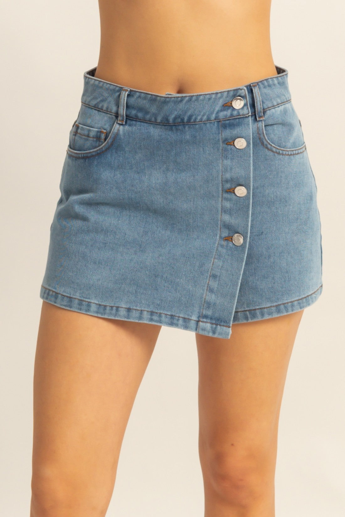 Cross Front Denim Skort