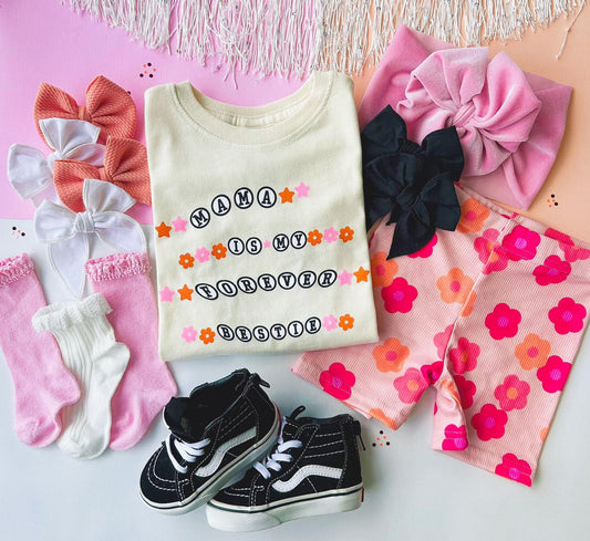 Kids Retro Flower Biker Shorts