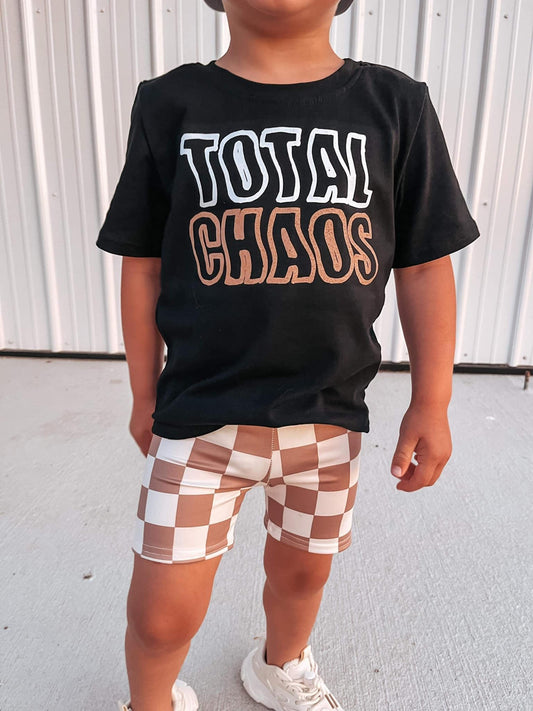 Kids Checkered Biker Shorts