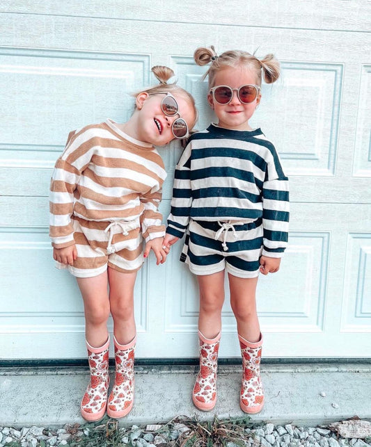 Kids Stripe Crew and Short Set