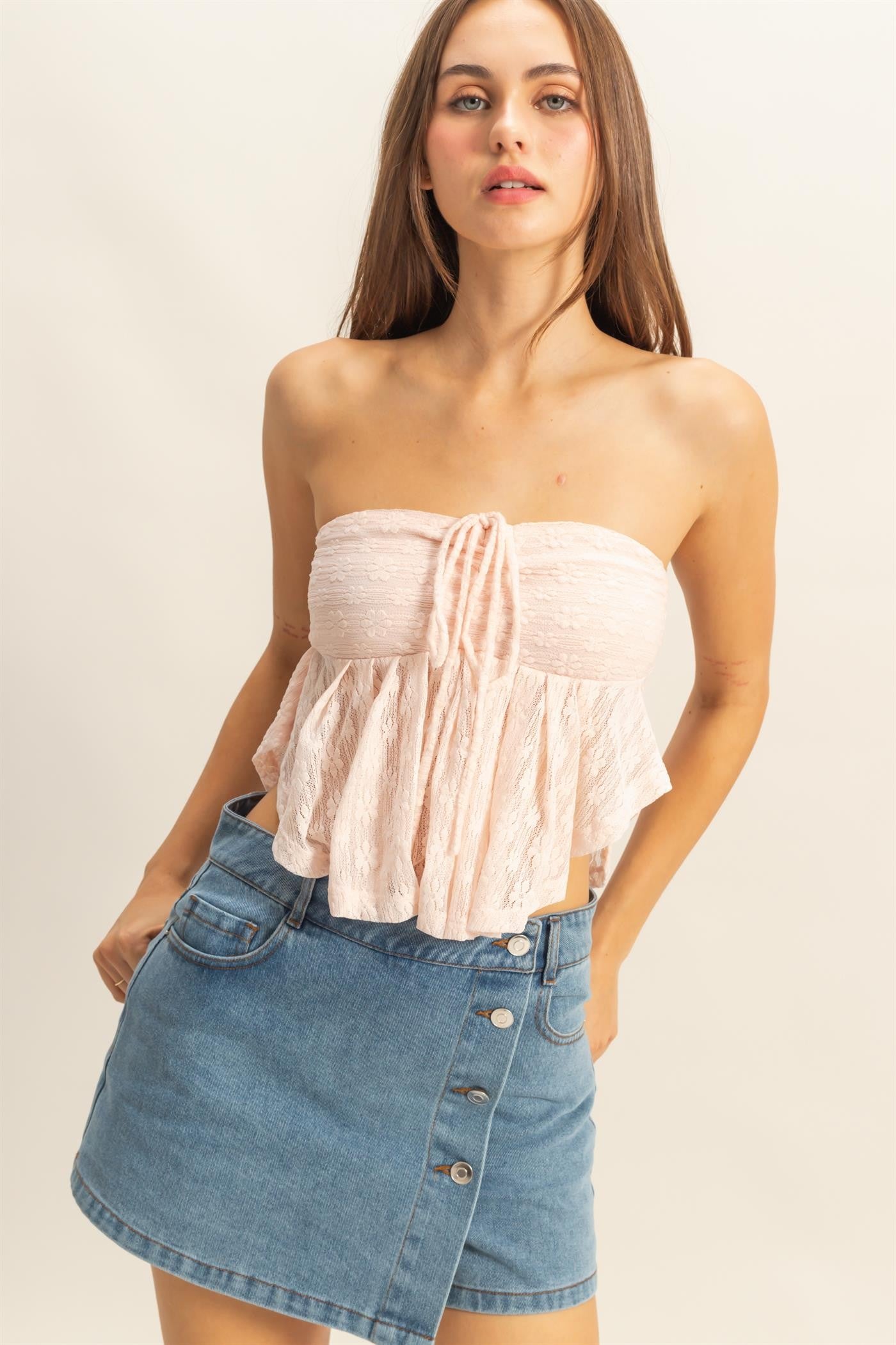 Cross Front Denim Skort