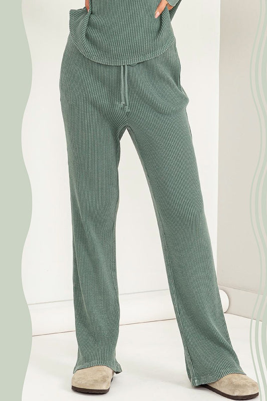 Cozy Wideleg Waffle Pants