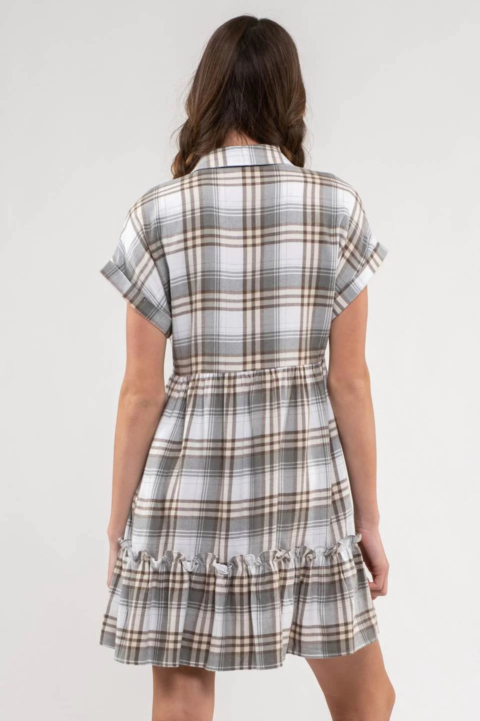 Ruffle Hem Plaid Dress