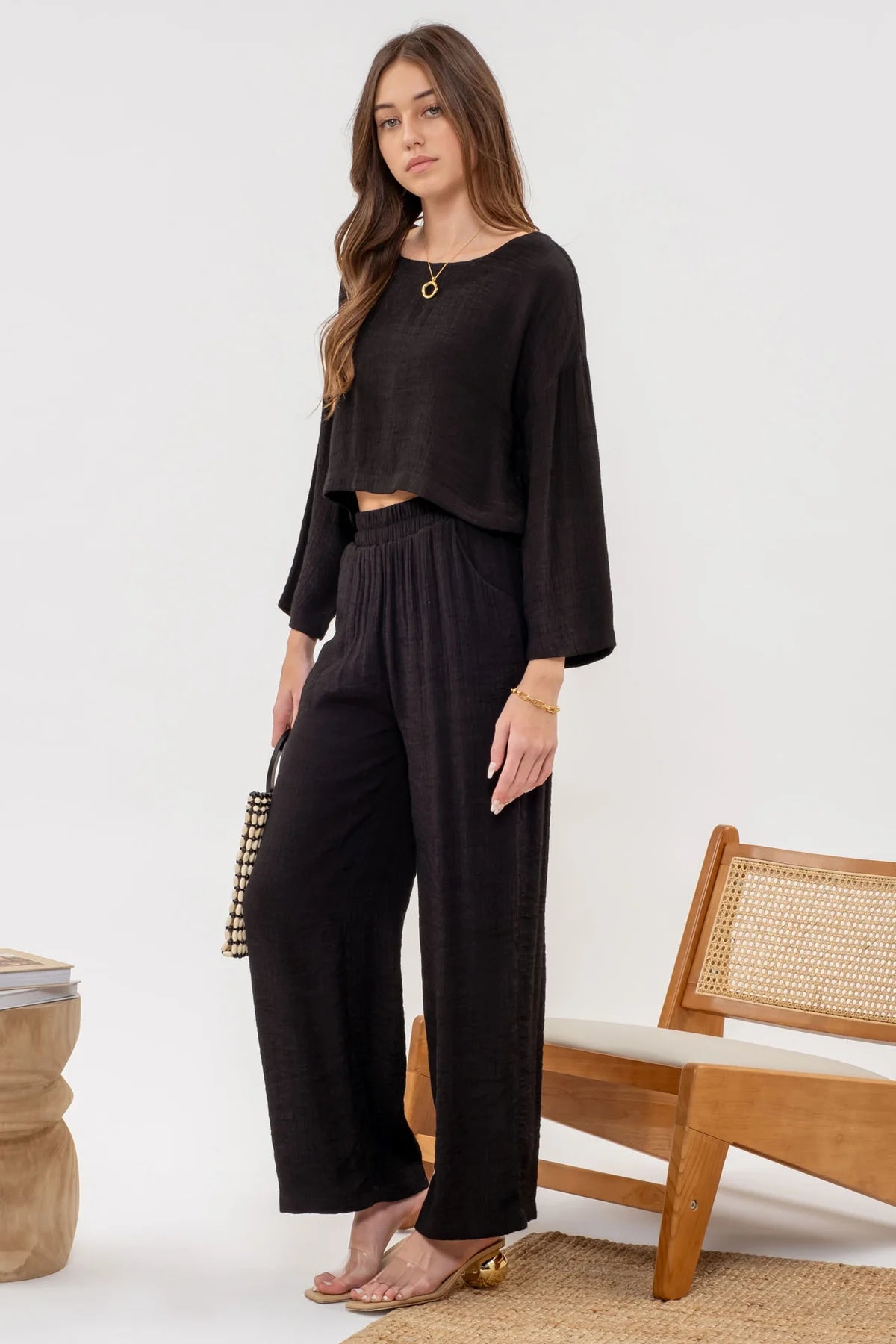 Extended Shoulder Cropped Top
