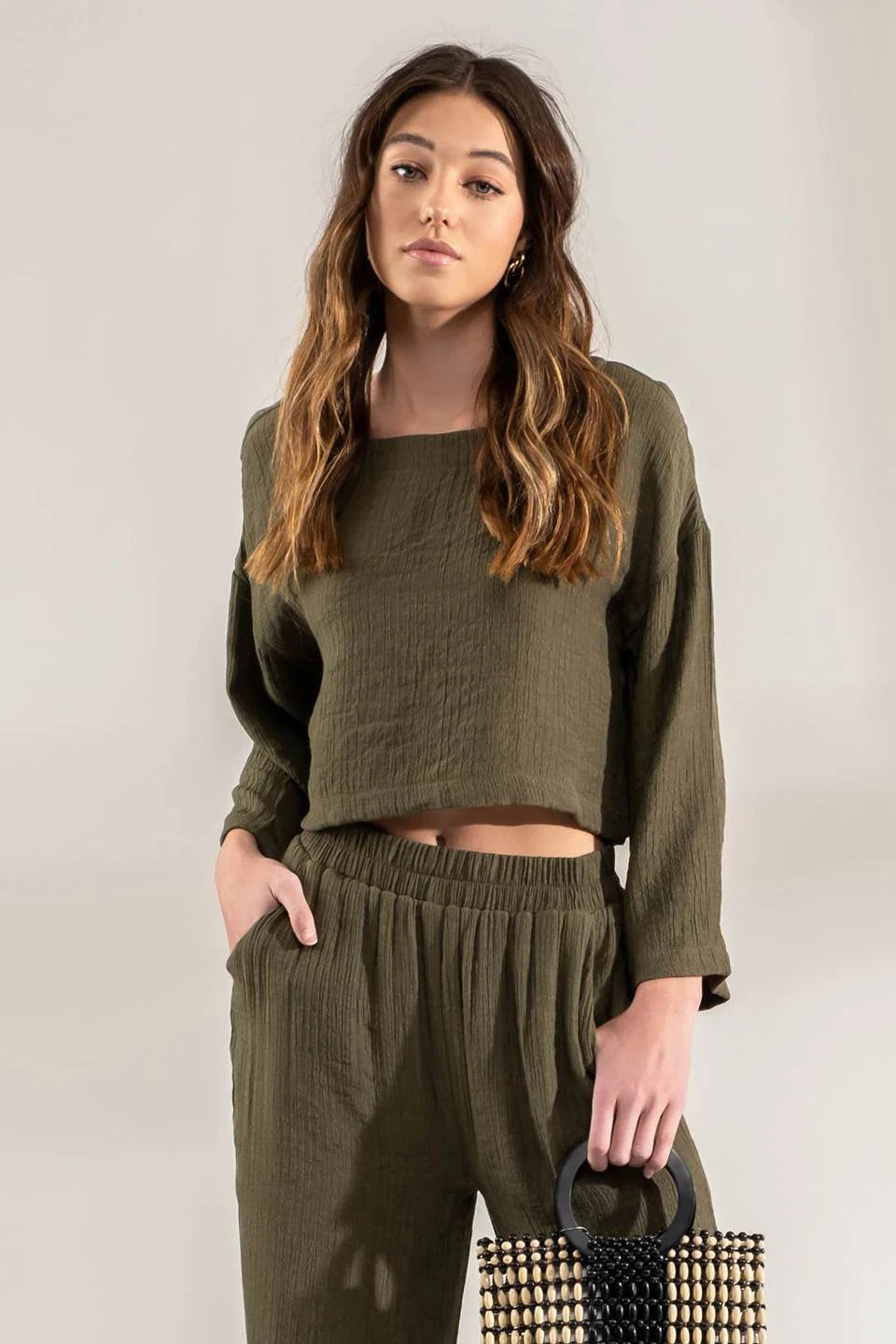 Extended Shoulder Cropped Top