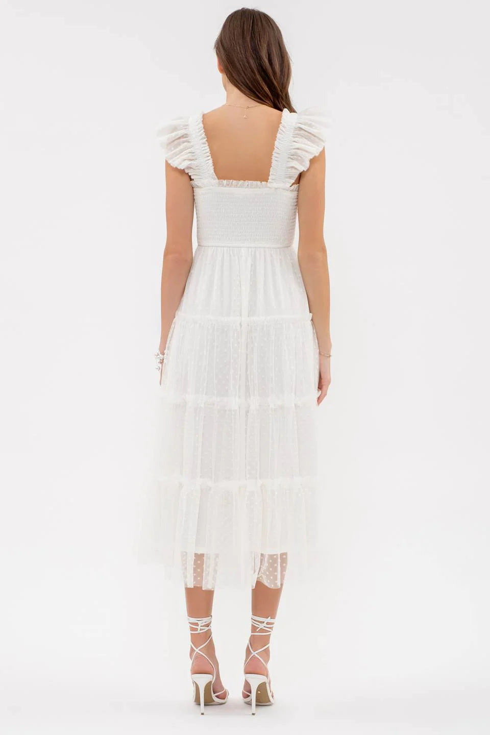 Polka Dot Mesh Midi Dress