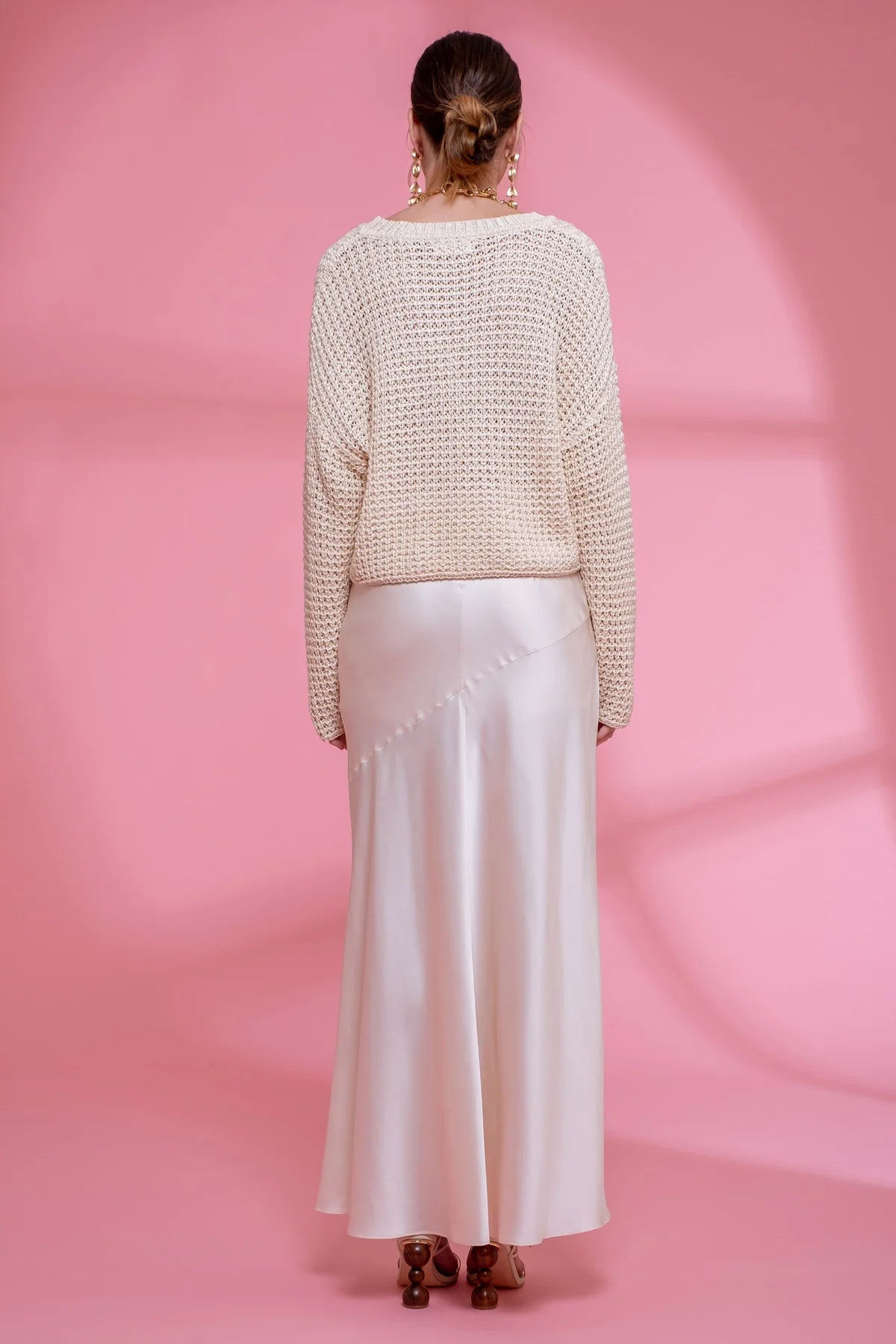 Open Knit Crewneck Sweater