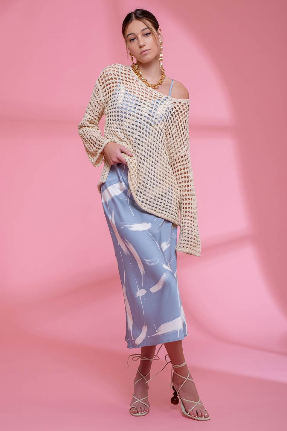 Oversized Crochet Knit Sweater
