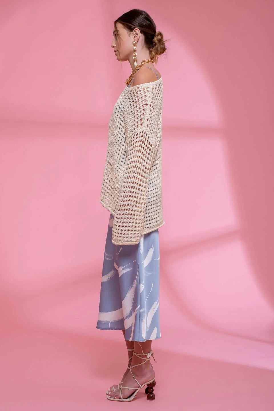 Oversized Crochet Knit Sweater