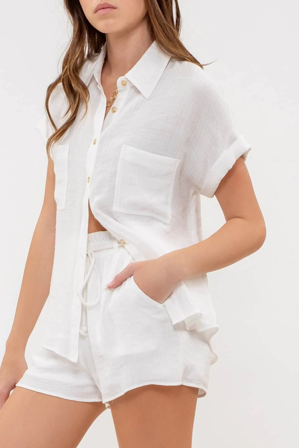 Short Sleeve Button Up Pocket Shirt