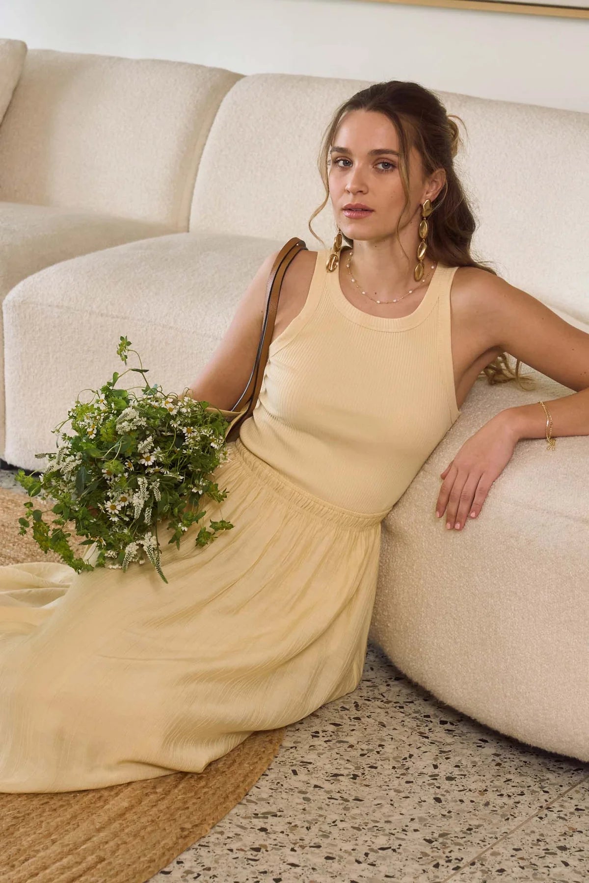 Mixed Media Tank Midi Dress
