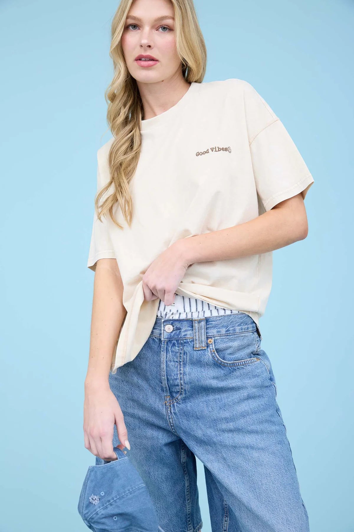 Good Vibes Embroidered T-Shirt