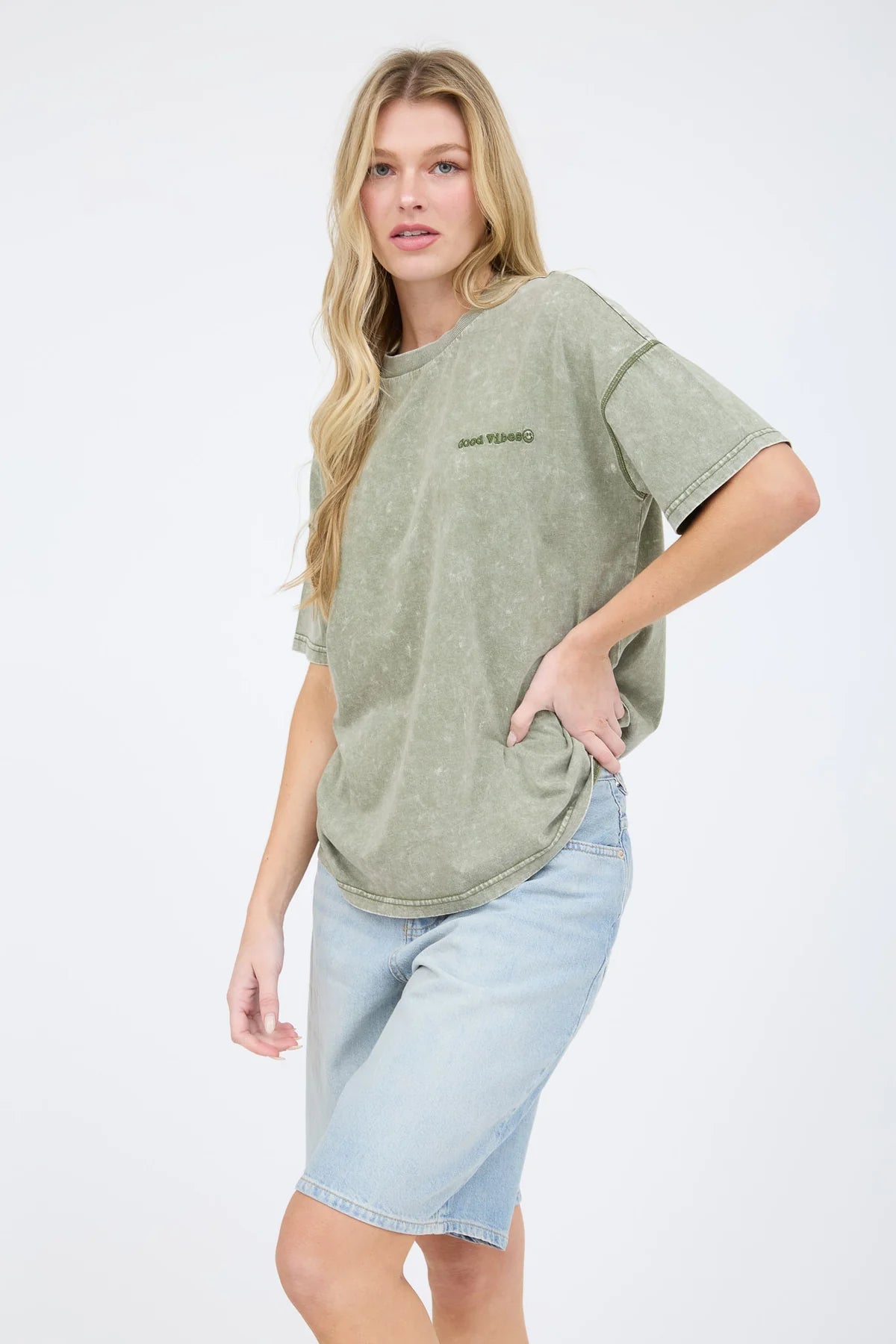 Good Vibes Embroidered T-Shirt