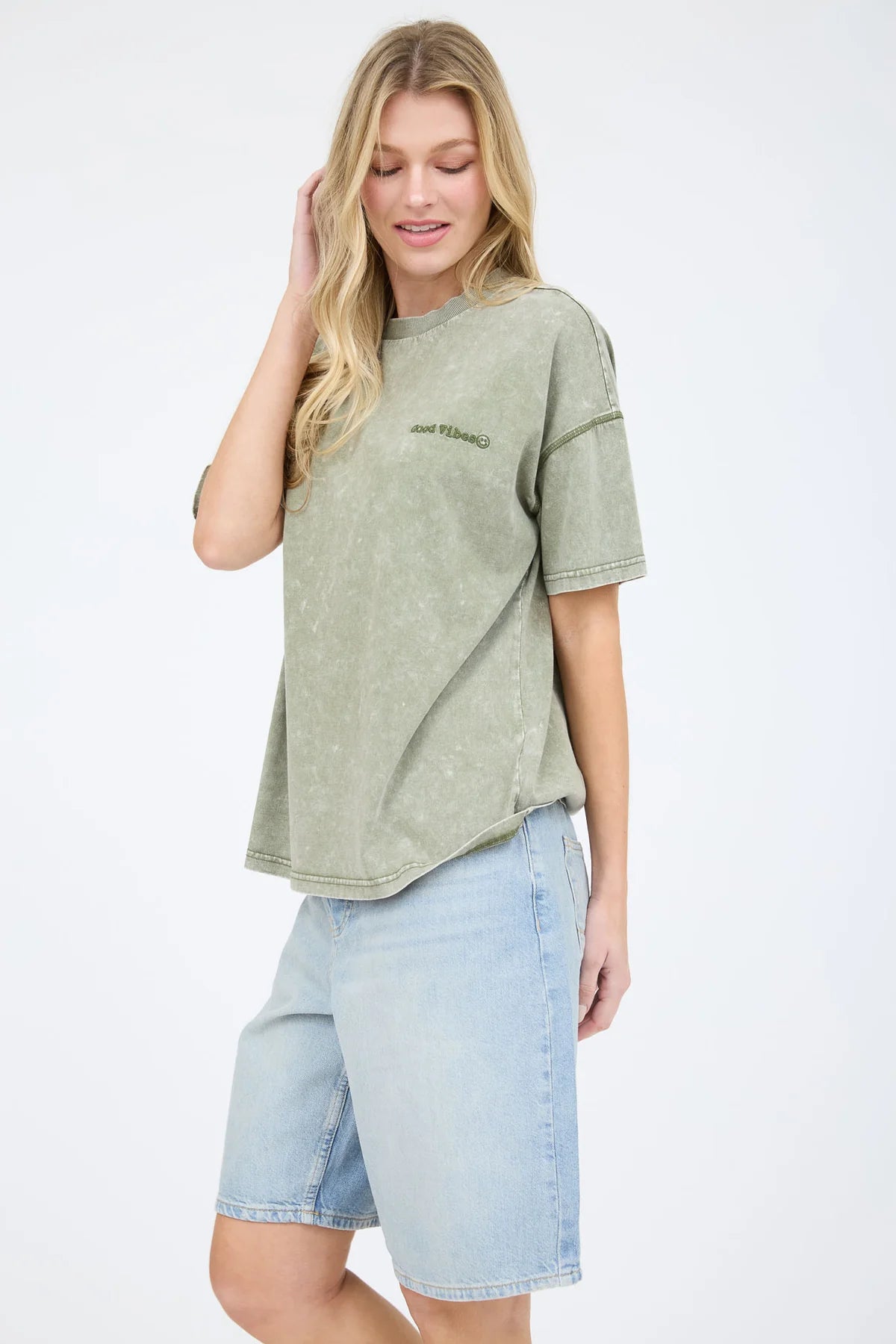 Good Vibes Embroidered T-Shirt
