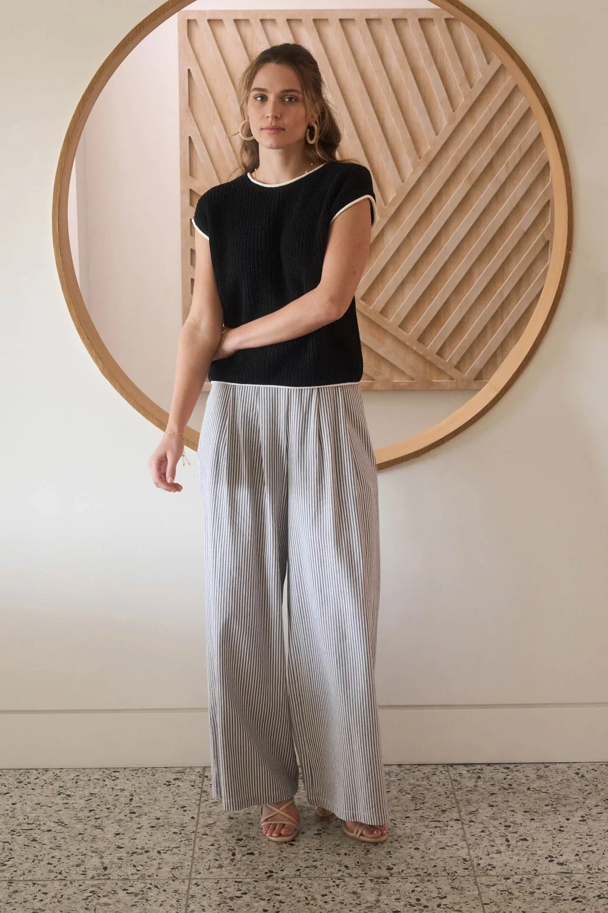 Contrast Trim Button Back Sweater