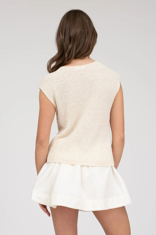 Floral Crochet Short Sleeve Sweater