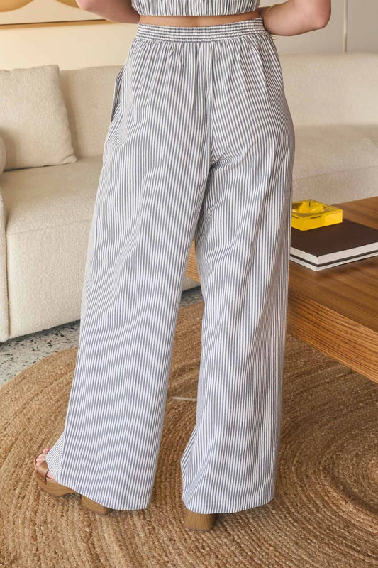 Stripe High Waist Wideleg Dress Pants