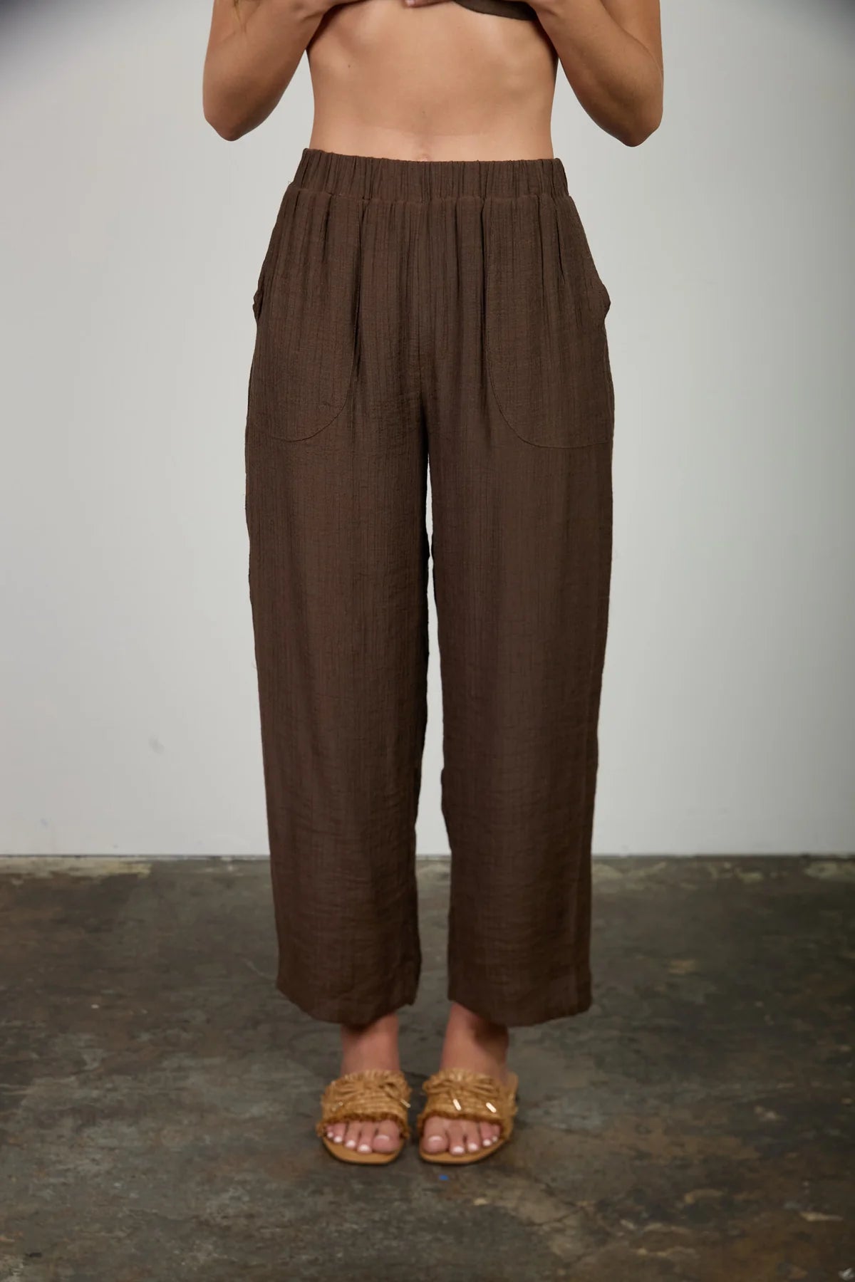 High Waist Texture Cropped Pant