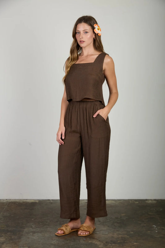 High Waist Texture Cropped Pant
