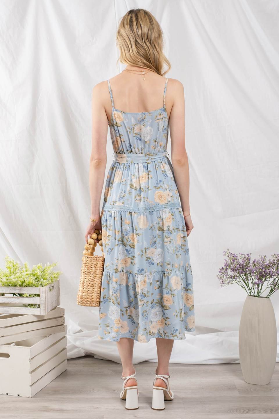 Floral and Lace Midi Dress