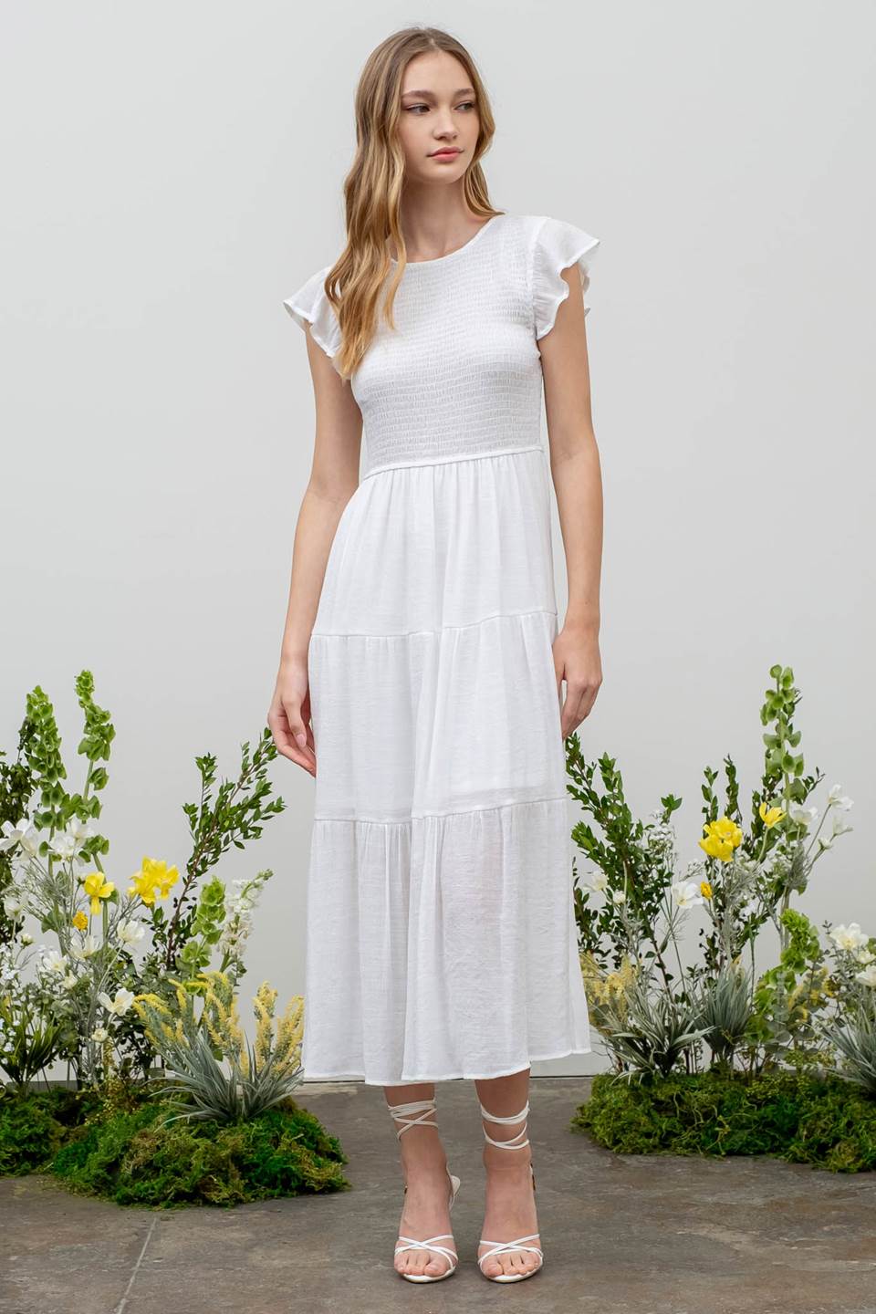 Smocked Midi Dress The Hanger Boutique Smocked Midi Dress The Hanger Boutique