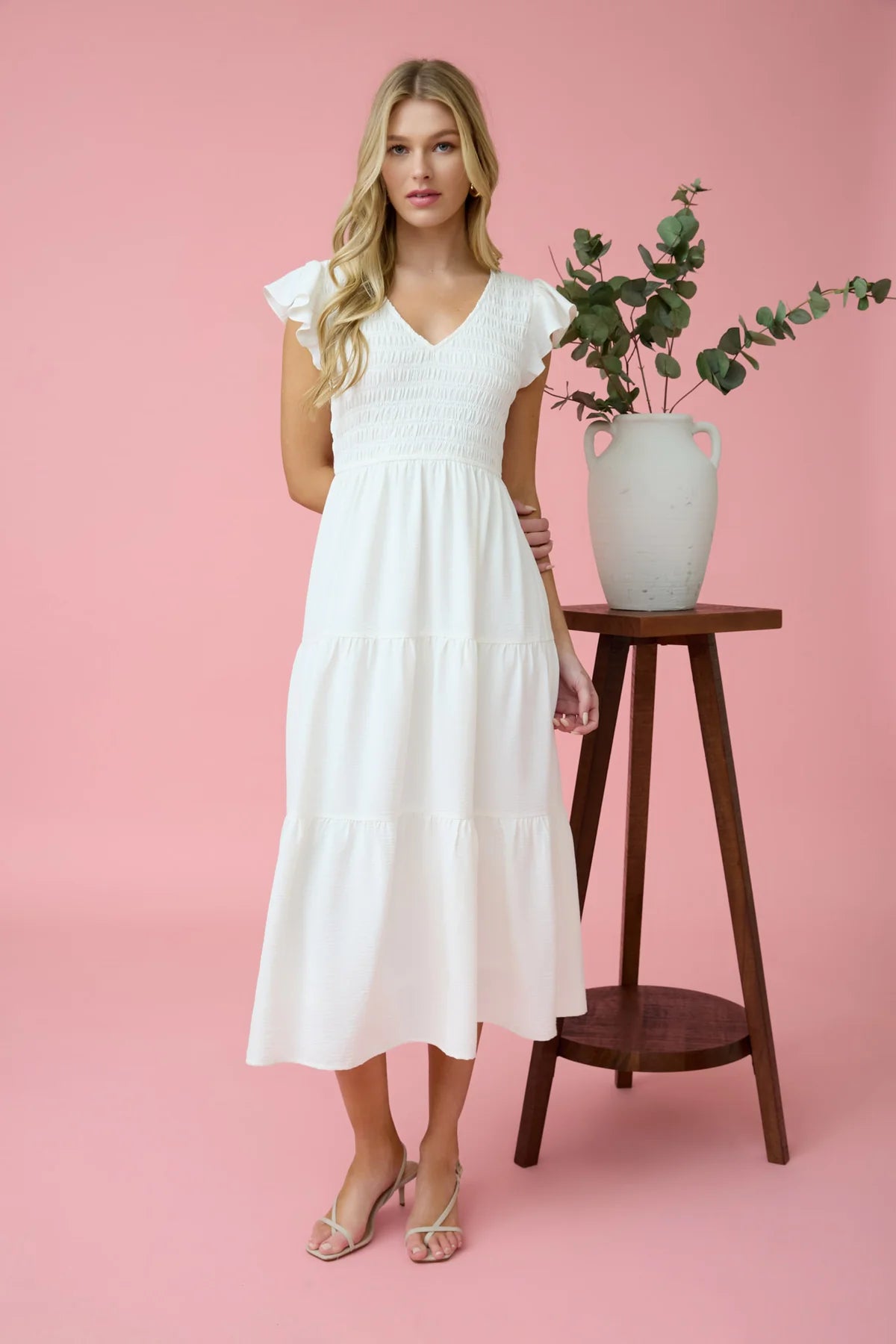 V Neck Flutter Sleeve Dress The Hanger Boutique V Neck Flutter Sleeve Dress The Hanger Boutique