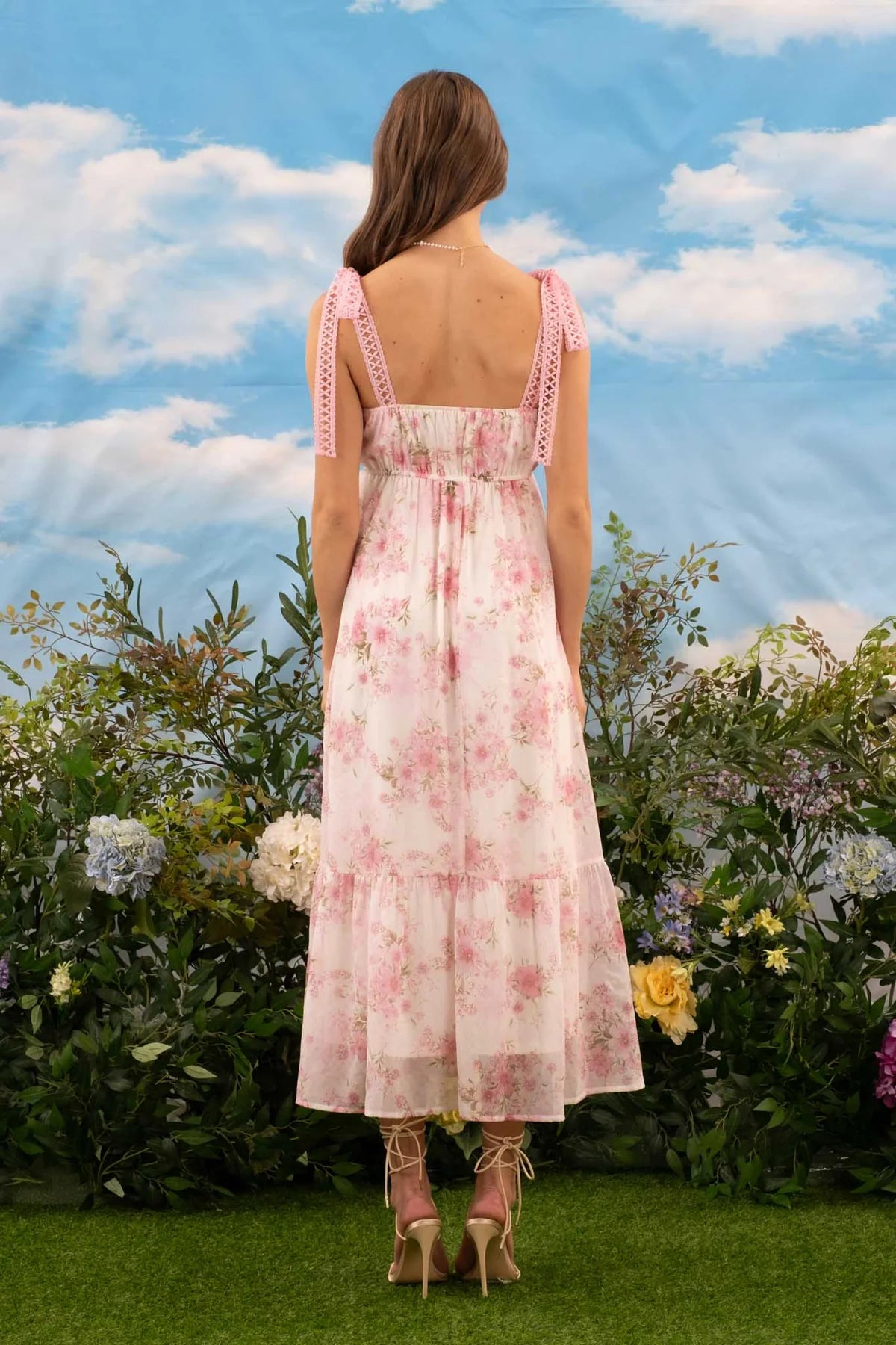 Floral Crochet Strap Maxi Dress