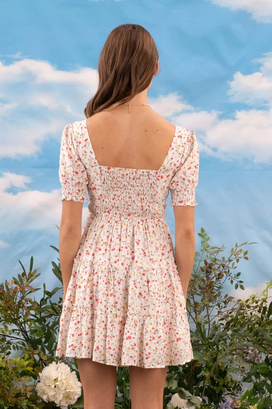 Floral Square Neck Mini Dress