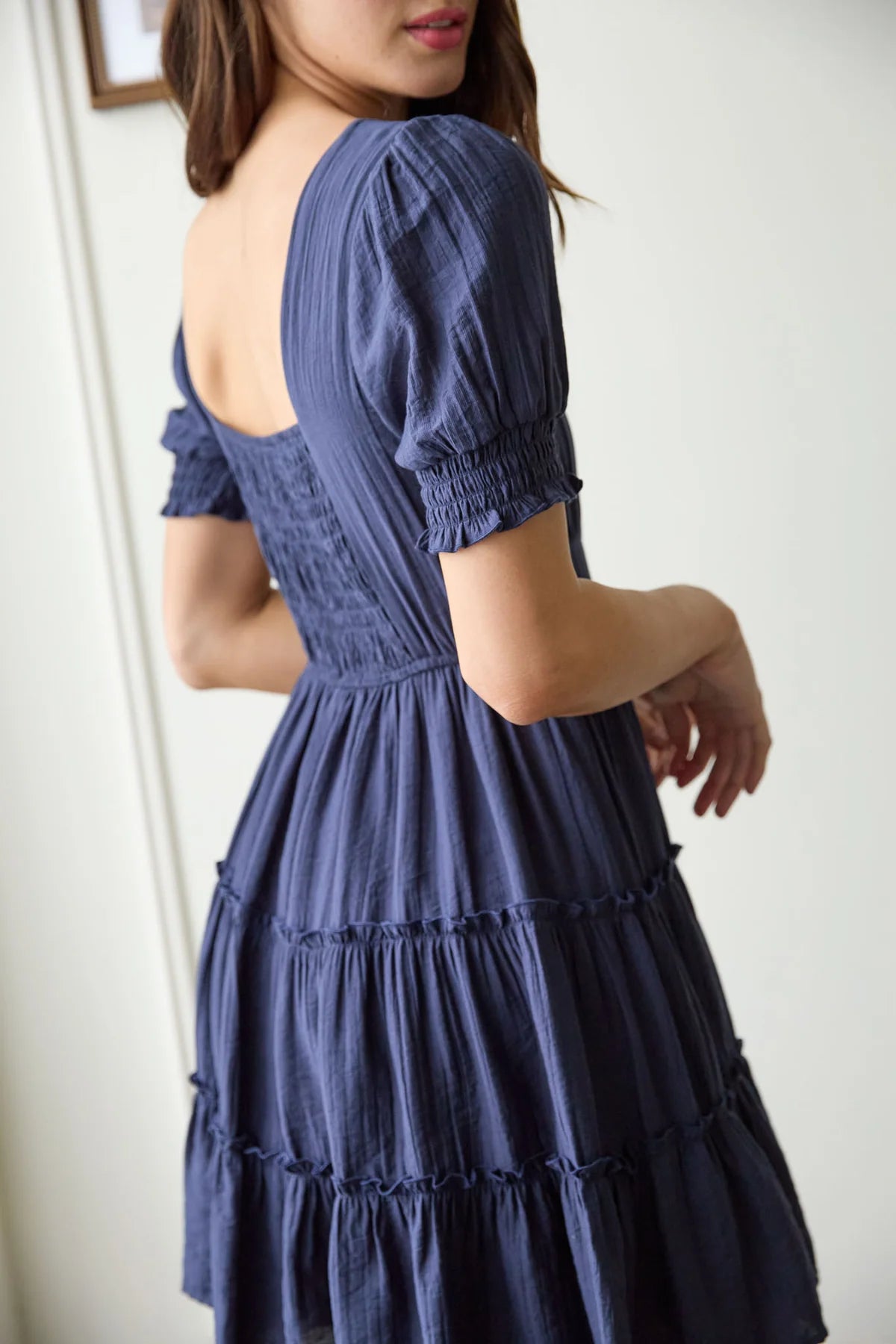 Square Neck Smocked Mini Dress